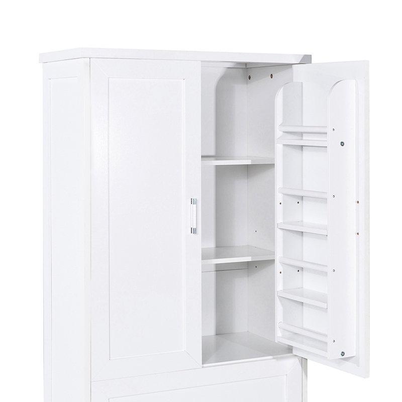 Armoire de rangement haute avec deux portes et tiroirs, Blanc