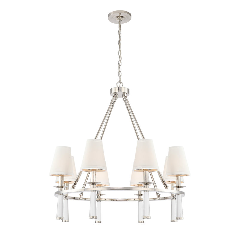 Indimar 8 - Light Dimmable Wagon Wheel Chandelier, Polished Nickel