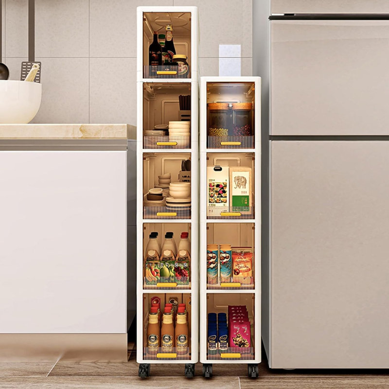 5 Tier Narrow Tall Storage Cabinet with Wheels