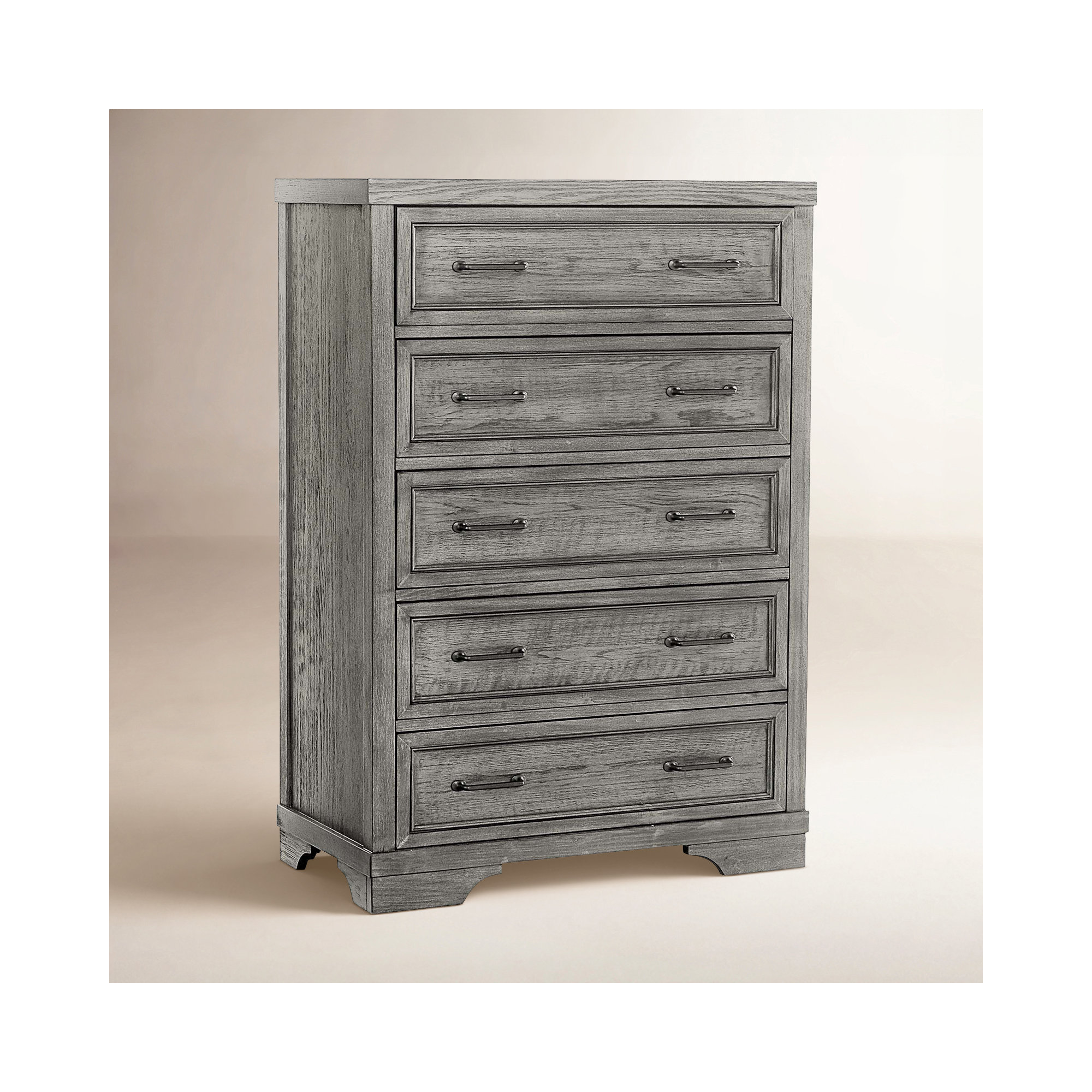Danbury 5-Drawer Traditional Wood Chest, Brushed Pewter