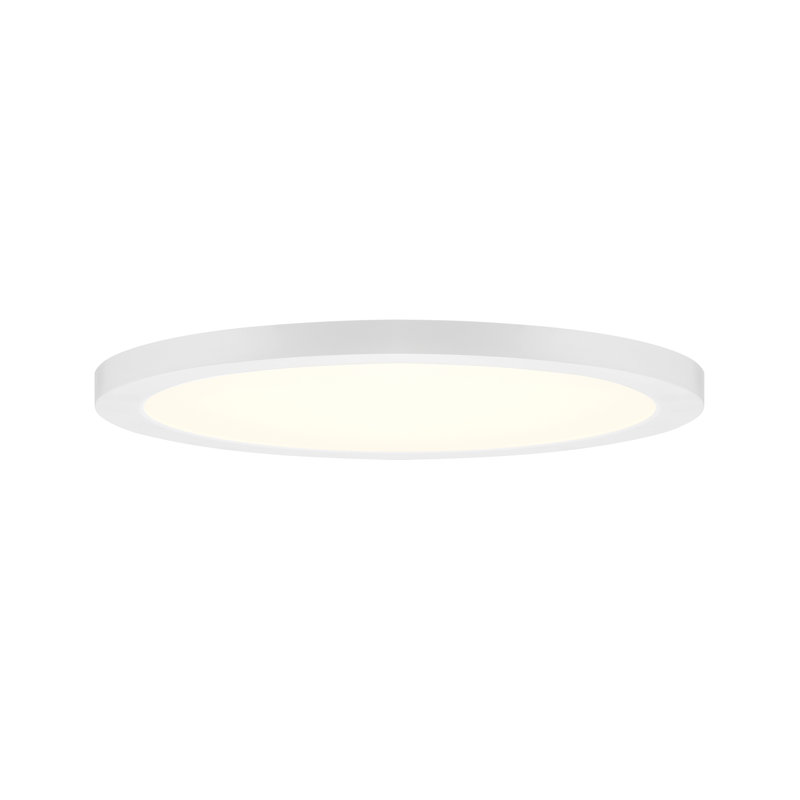 Modern Round Low-Profile Integrated LED Flush Mount, White, 0.63" H x 11.875" W x 11.875" D