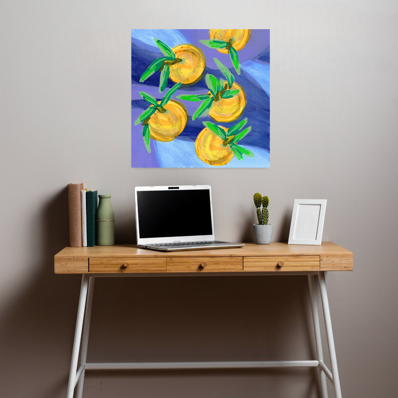 Clémentine jaune audacieux abstrait contemporain lavande, H 18 po x l 18 po