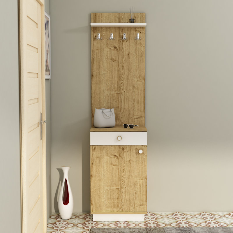 Engelica 50 cm W Hall Tree, White/Sapphire Oak