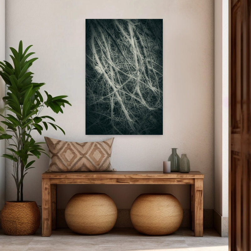 Art mural rétro forêt contemporaine, H 48 po x l 32 po
