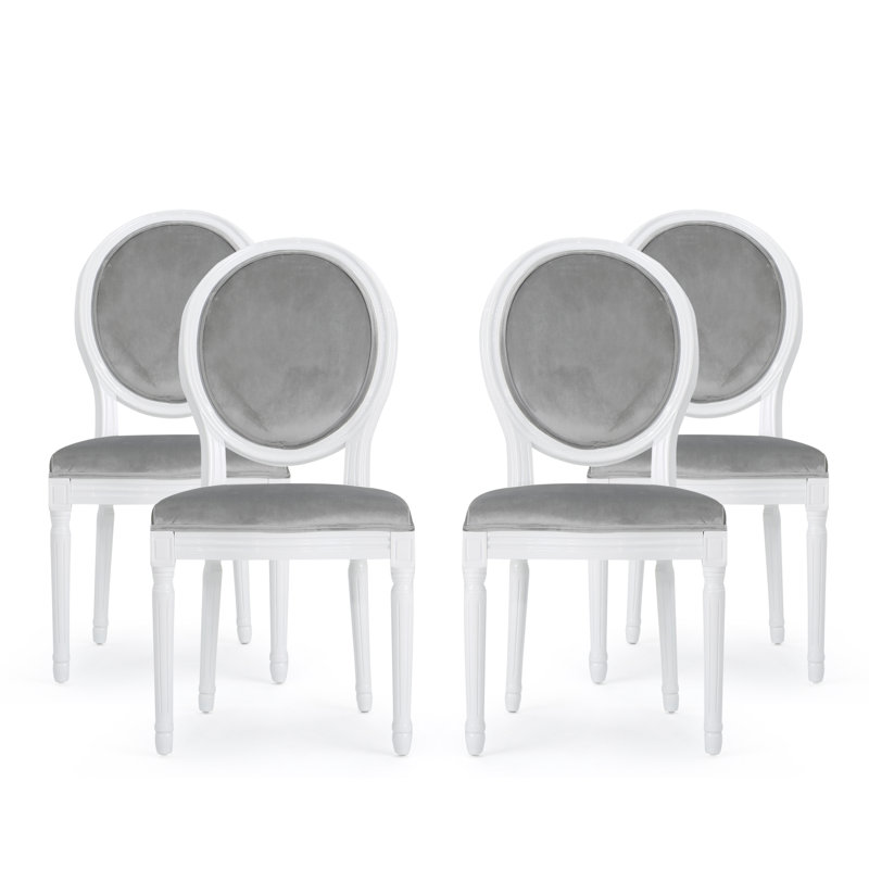 Chaises d'appoint rembourrées, Gris clair, Blanc brillant