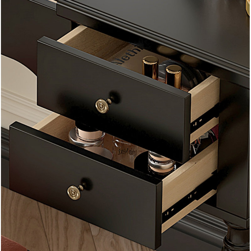 Simple Solid Wood Dresser, Black