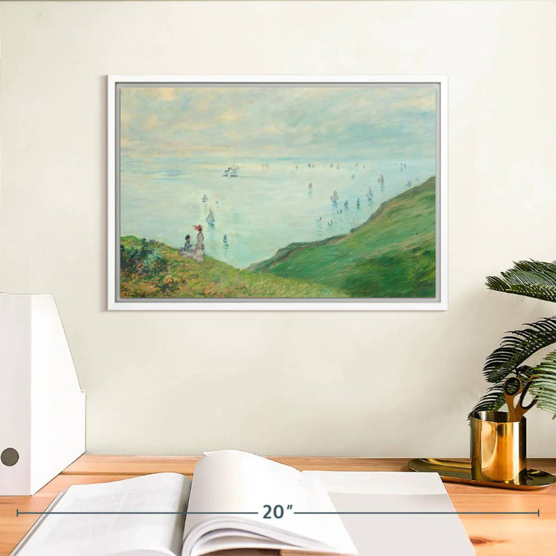 Falaises de Pourville, 1882, 13 po x 9 po, Cadre flottant blanc