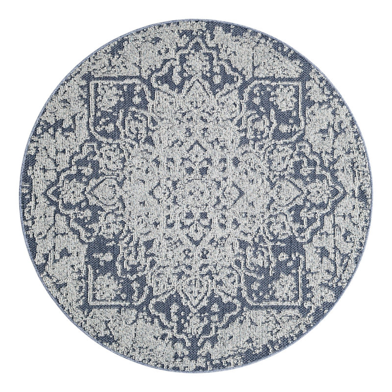 Indoor/Outdoor Traditional Area Rug, Round 5'3"