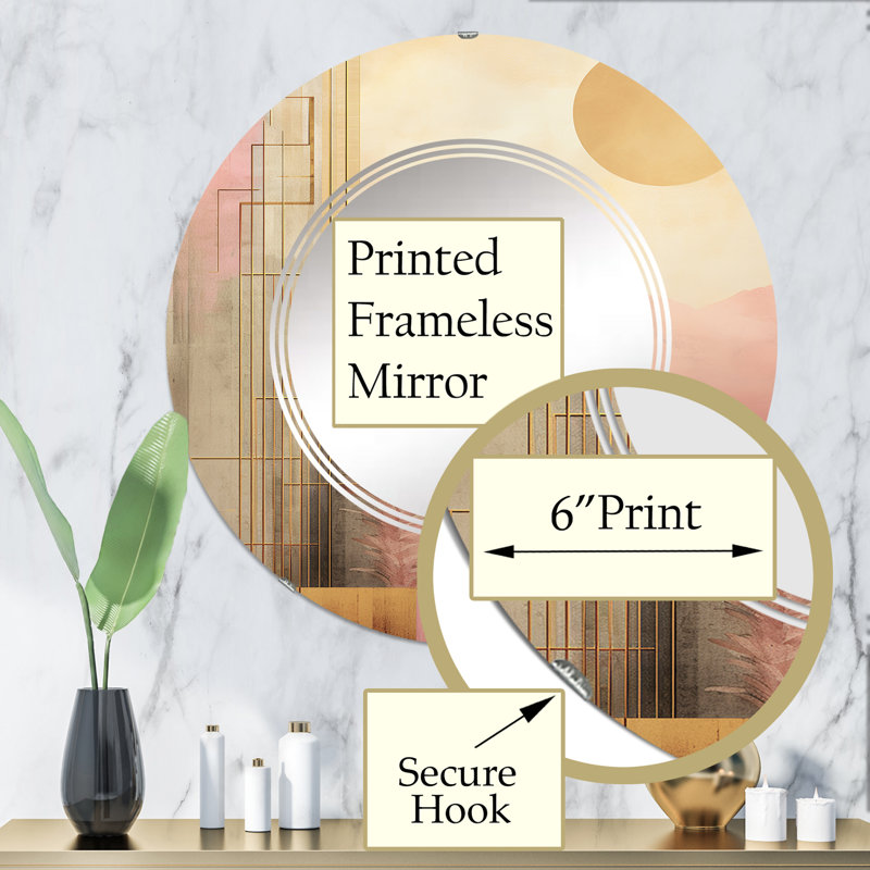 Echarkia - Miroir mural moderne rond, 32 po x 32 po