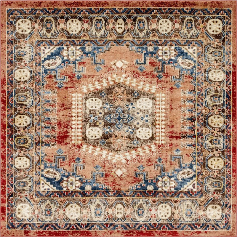 Tapis traditionnel Ulla couleur Bistre, Carré 7 pi