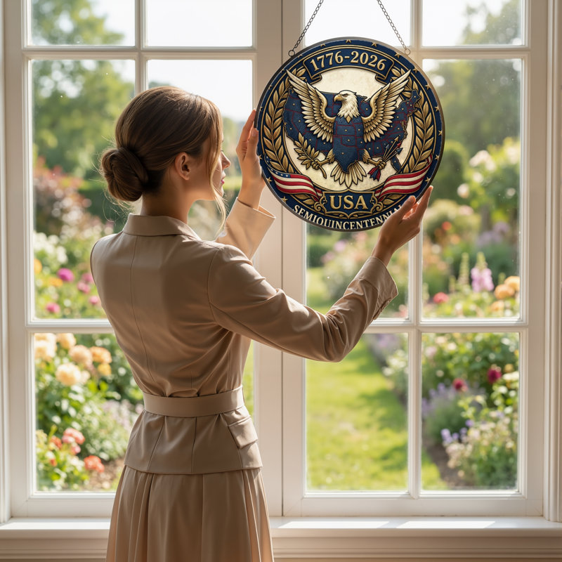 Panneau de fenêtre en verre pour décoration intérieure American Eagle USA 250th Anniversary - H 12 po, H 12 po
