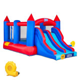 Sunny & Fun Inflatable Bouncy Castle With Dual Slide  Heavy-Duty For Outdoor Fun - Climbing Wall, Slides, Bounce House  Easy To Set Up & Inflate With Included Air Pump & Carrying Case