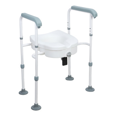 Raised Toilet Seat With Handles For Elderly - Toilet Seat Risers For Seniors With Adjustable Padded Arms - Elevated Toilet Safety Seat For Standard Or Elongated Commode