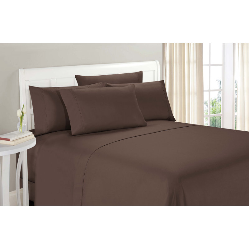 Ensemble de draps en microfibre douce 1800 Series Wayfair Basics®, Marron, Ensemble de draps pour taille de lit simple TG ave