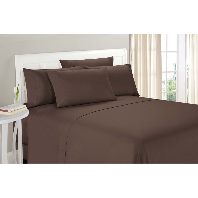 Soft Microfiber Sheet Set - Basics by Wayfair™, Queen Sheet Set with 2 Pillowcases, Brown