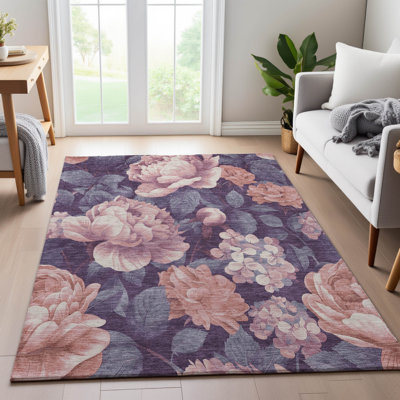 Premium Machine Washable Floyd AMF1561 Floral Rug