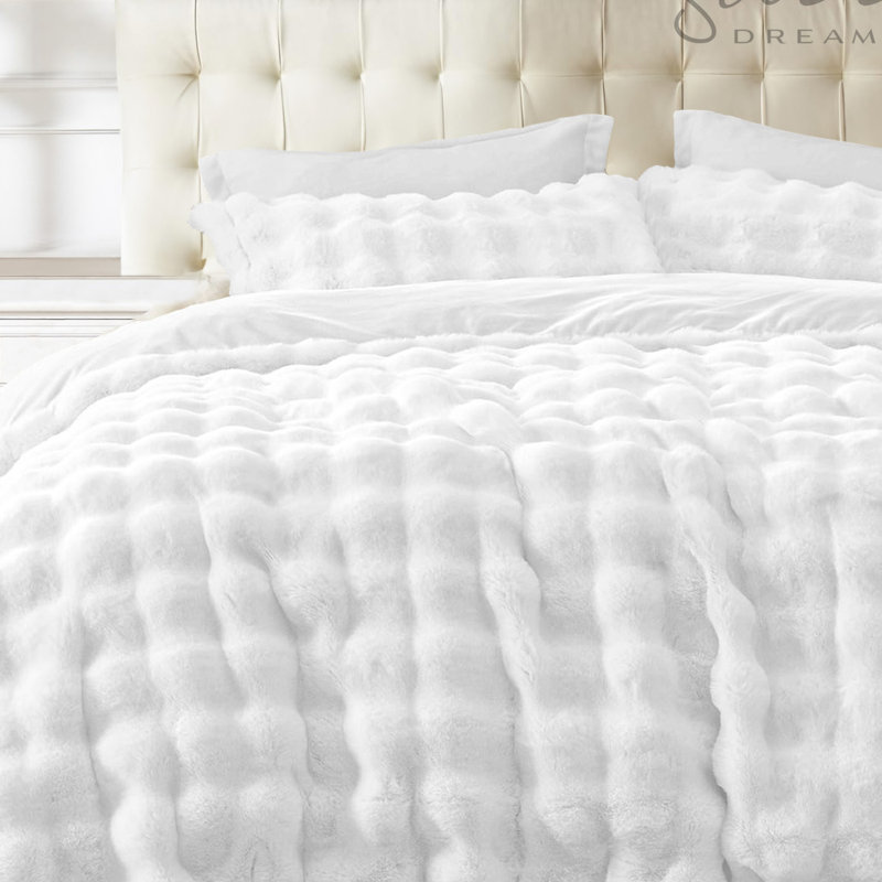 Luxury Thermal Supersoft Faux Fur Duvet Set, White, Super 