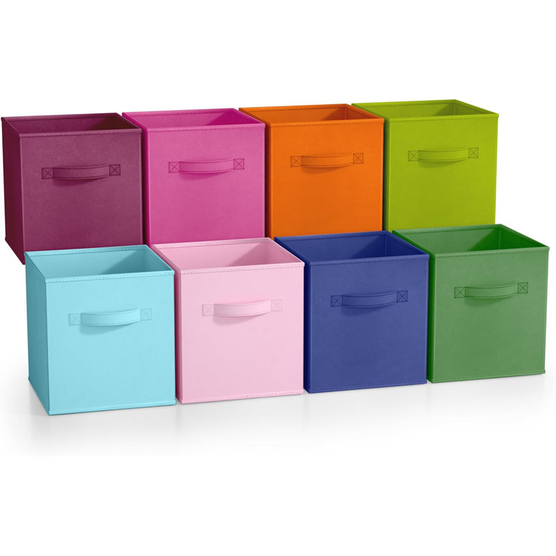 Ensemble de cubes de rangement en tissu, 8, Rose/vert/bleu
