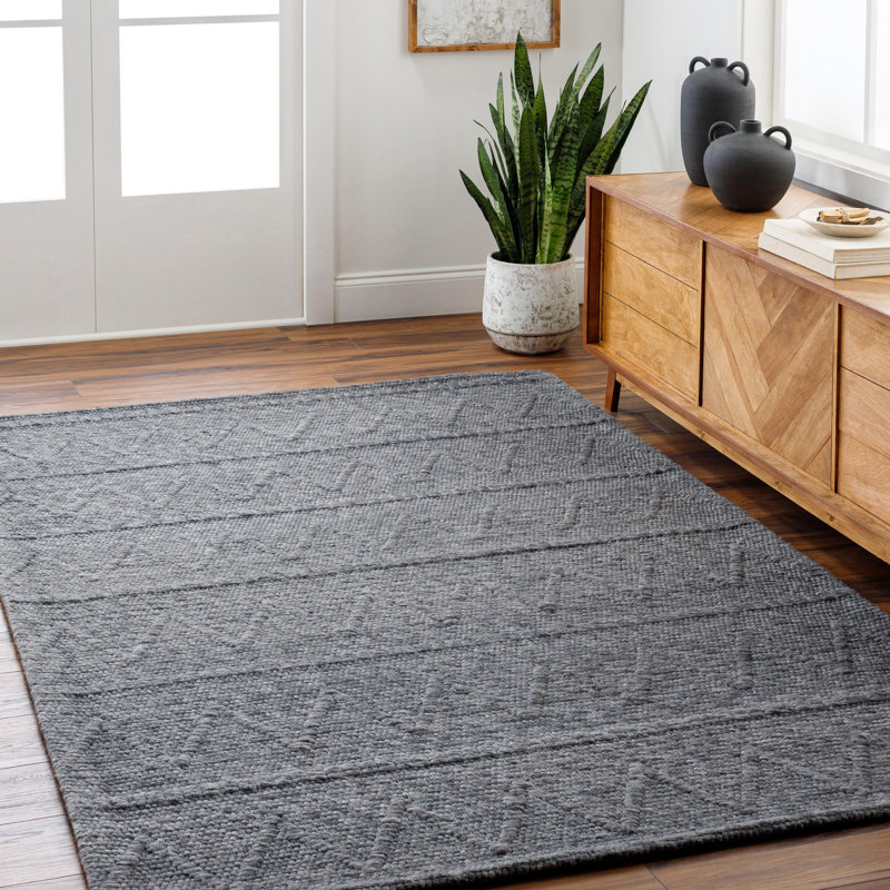Tapis rectangulaire en laine / polyester à chevrons Disini, Rectangle 2 pi x 3 pi