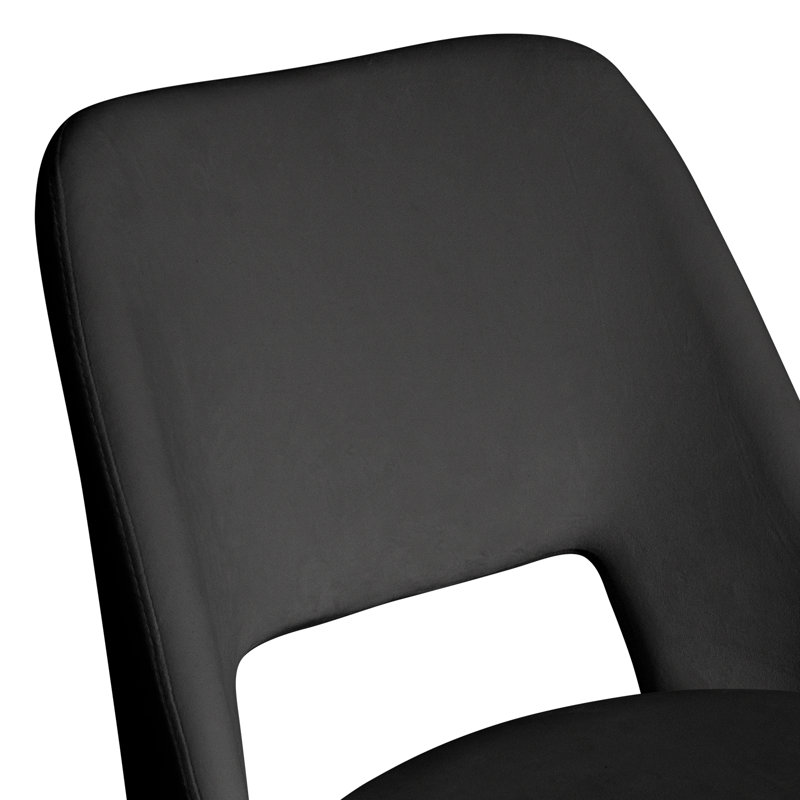 Chaise d'appoint rembourrée en velours Fatou, Noir