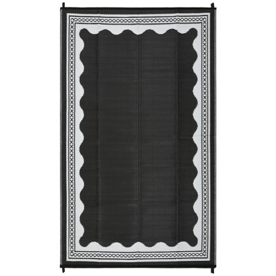 Tapis d'extérieur 8 x 10 festonné imperméable pour terrasse de camping / caravane