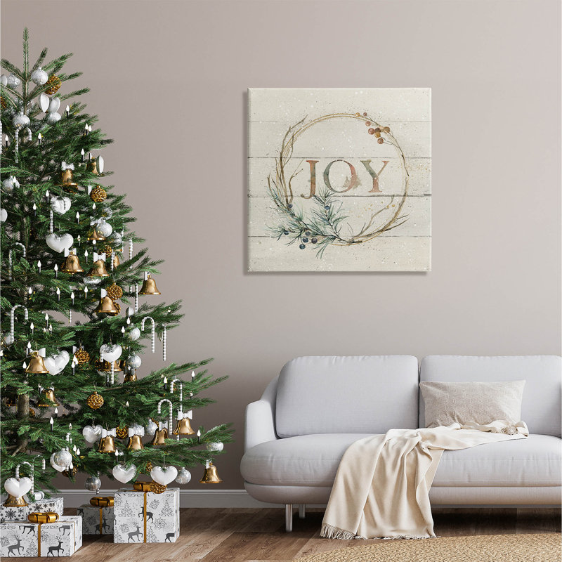 «Seasonal Winter Joy Wreath», art mural sur toile par Carol Robinson, H 30 po x l 30 po x P 1,5 po