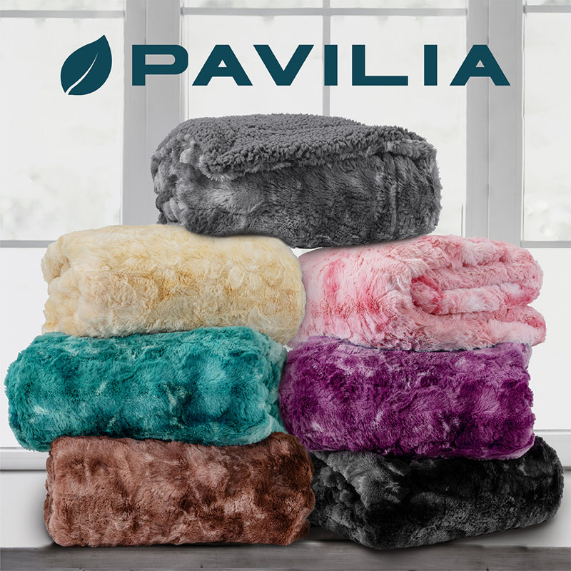 Teal Tie-Dye Faux Fur Sherpa Reversible Throw Blanket