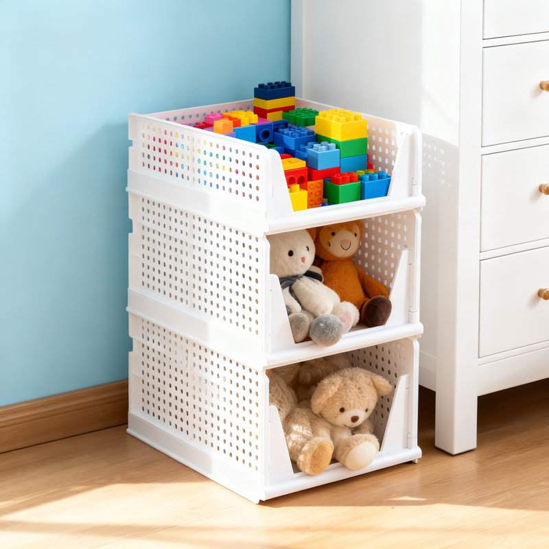 Extra Large Stackable Plastic Storage Baskets, Foldable Closet Organizer Bins With Drawer-Slide Design For Clothes, Sweaters & Home Organization, Multi-Purpose Storage Containers For Bedroom, Kitchen & Office