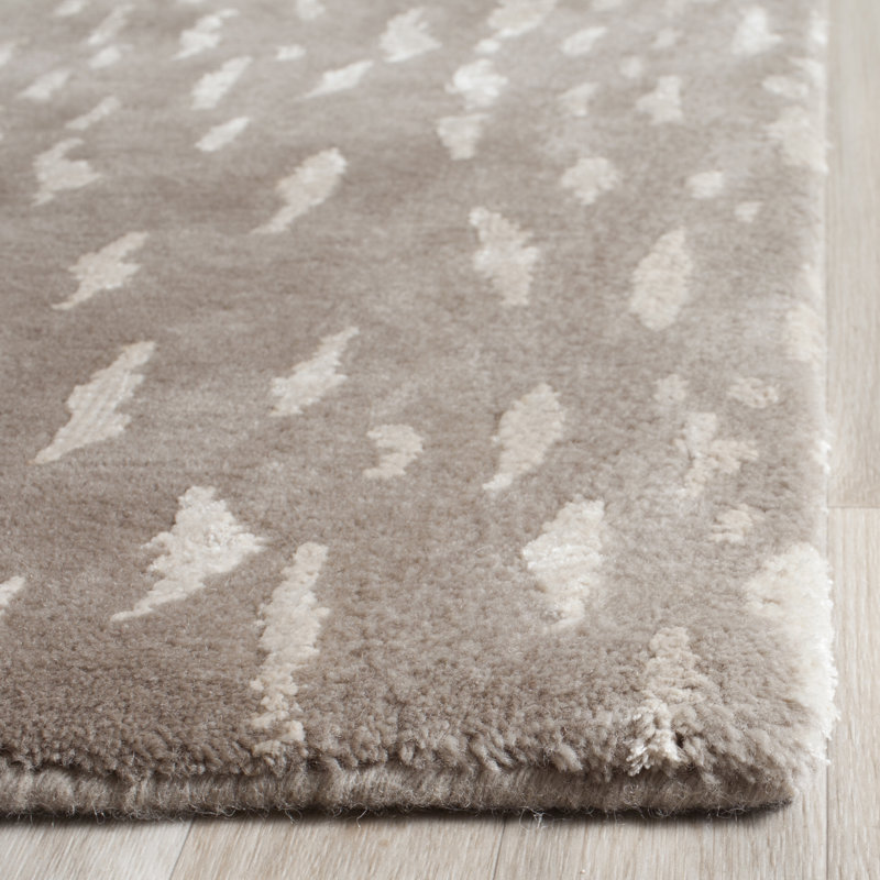 Savorey Hand Knotted Wool/Viscose/Cotton Geometric Rug in Dark Gray/Light Gray, Rectangle 8' x 10'