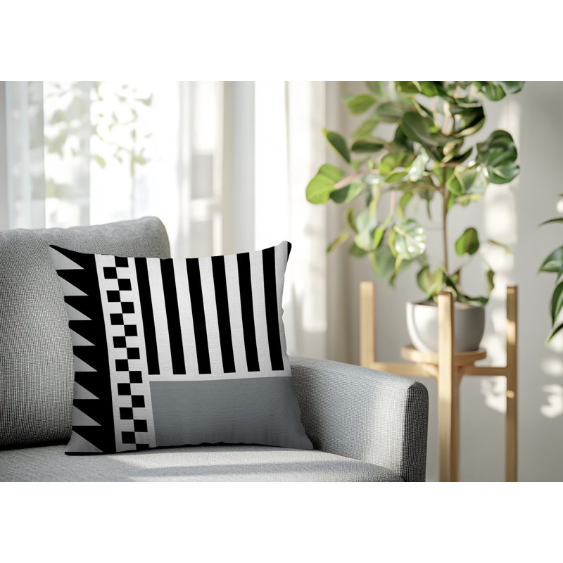 Oreiller carré réversible intérieur / extérieur Kaleido, Gris, Carré 18 po