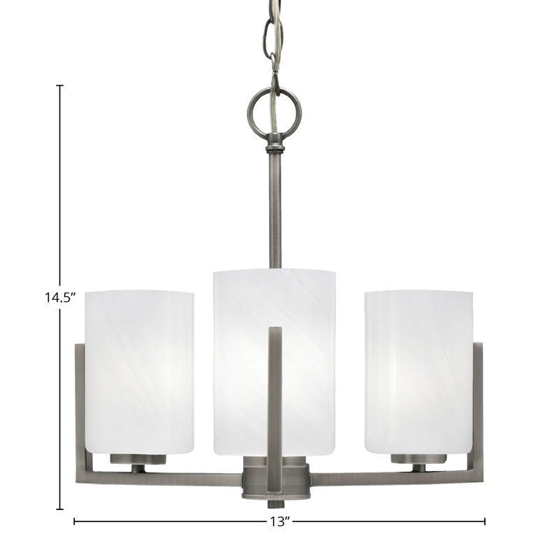 Lustre 3 lumières Dayberry illustré avec verre de 4 po, Graphite, Verre marbré