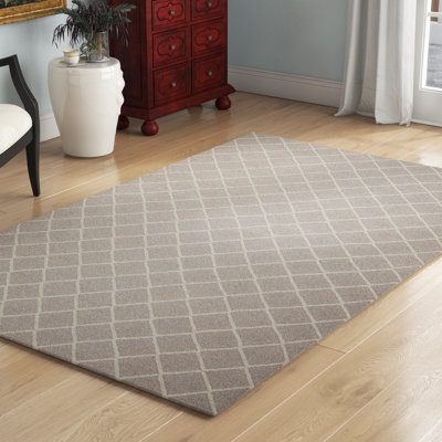 Mccall Hand Woven Flat Weave Wool/Cotton Geometric Rug in Gray/Ivory