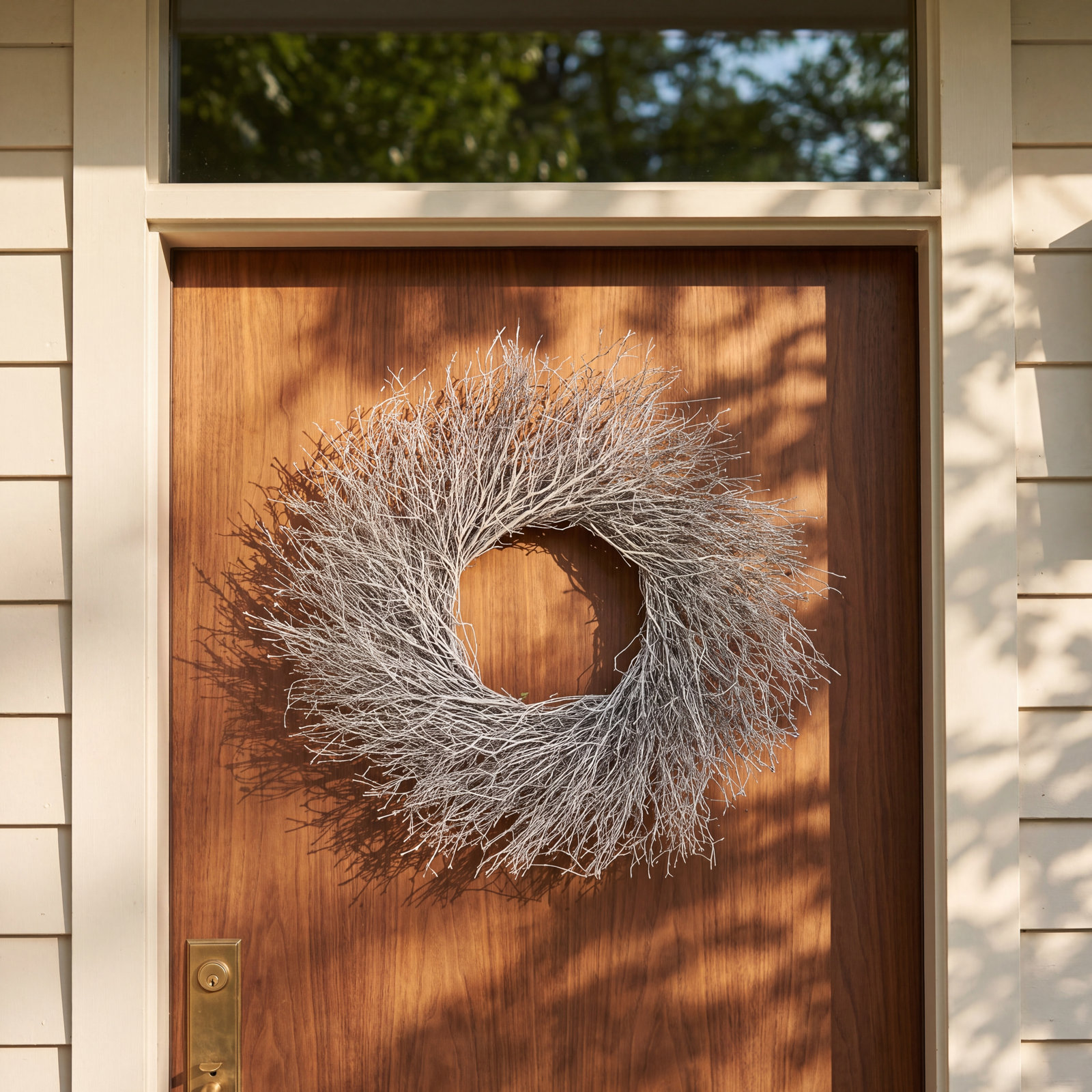 22'' Handcrafted Dried Twig Wreath, Silver