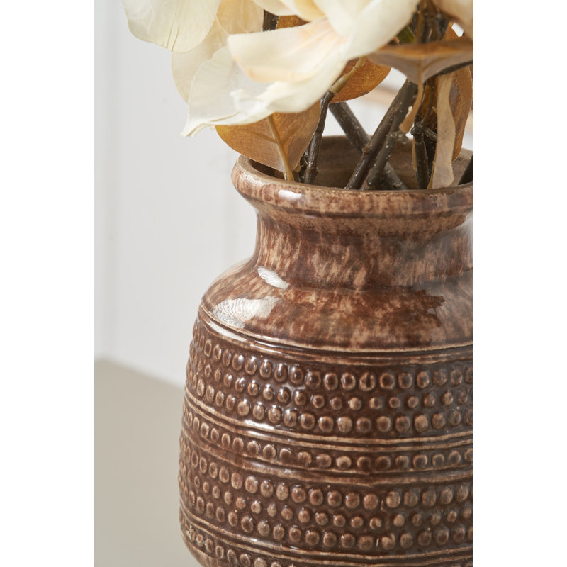 Handmade Earthenware Table Vase, Brown