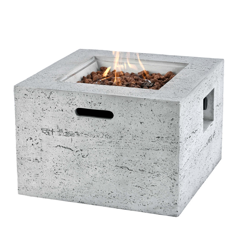 MGO Outdoor Square Fire Pit With Steel Burner,Lightweight 24.02-Inch Propane Fire Pit Table With Adjustable Flame, 40,000 BTU, Lava Rocks, And Rain Cover For Patio,Backyard, And Poolside