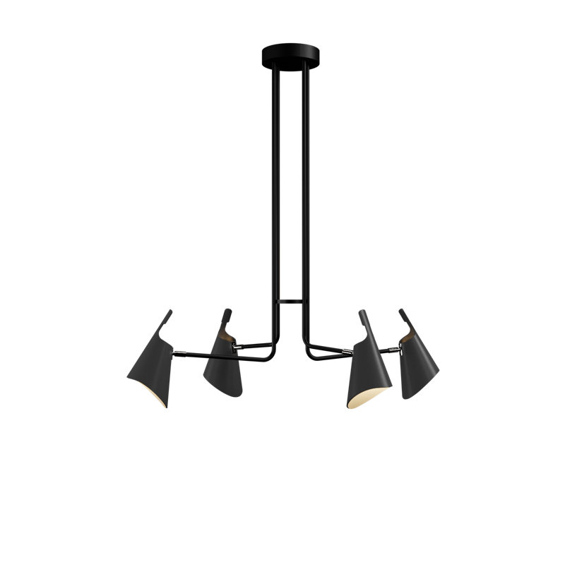 Chandelier, Teak, 4, 43.11" H x 39.76" W x 25.79" D