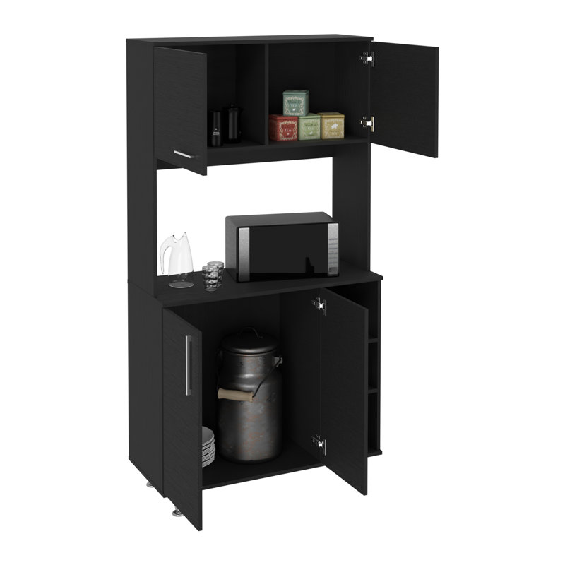 Ensemble de garde-manger, quatre pieds, armoire à deux portes, trois tablettes