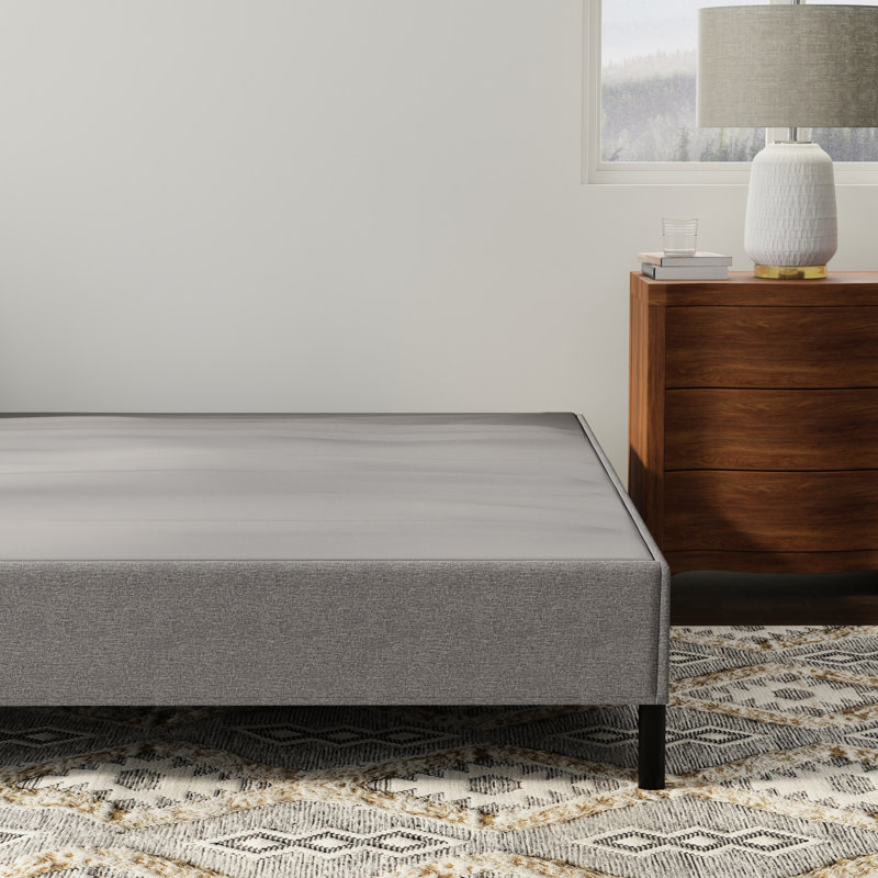 Full Size Black And Gray Bed Frame Foundation, Suitable For Standard Mattresses, Merges Durability Universal Compatibility, Supports 1000 Lbs Works Well With , Affordable, Tool - Assembly