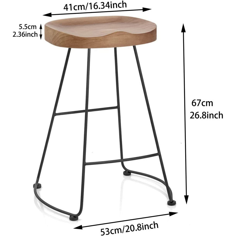 Tabouret de bar en bois massif Seleukos, Chêne / Noir