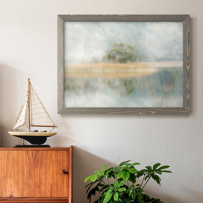 Silent Morning River, reproduction d'art sur toile, Gris, H 28 po x l 42 po