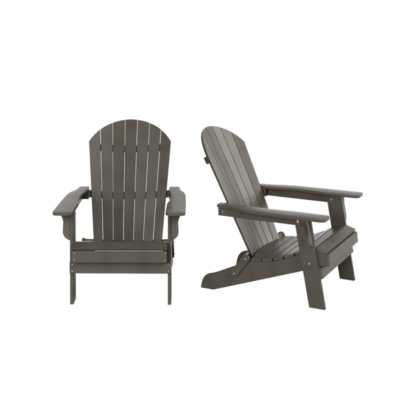 Arrlo Foldable Outdoor Adirondack Set, Charcoal Gray