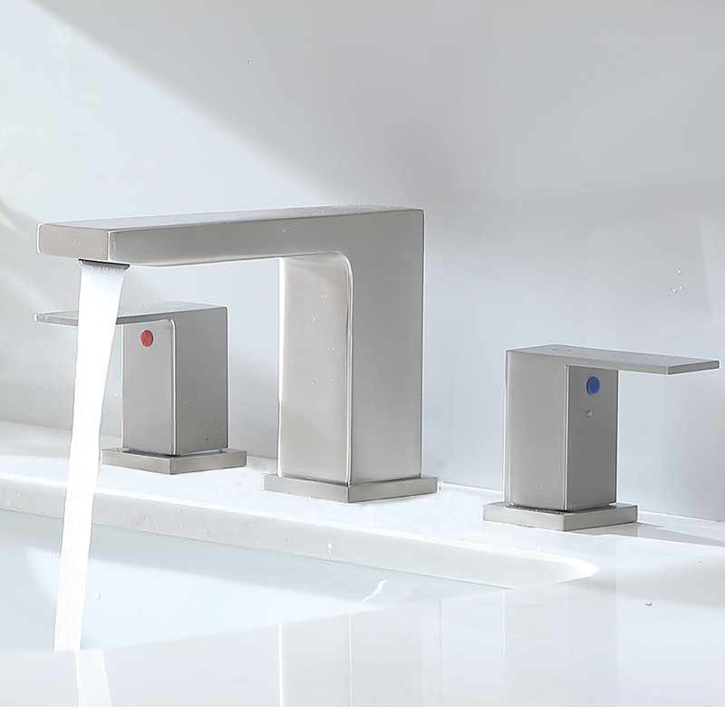 Robinet de salle de bain surdimensionné à 3 trous et 2 poignées, Nickel brossé