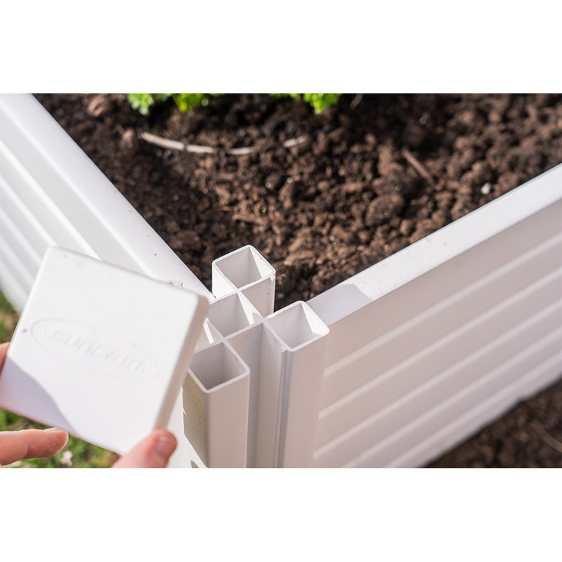 Suncast 48 in. W x 48 in. D PVC Raised Garden Bed with Modular Design (Set of 2), Made in the USA