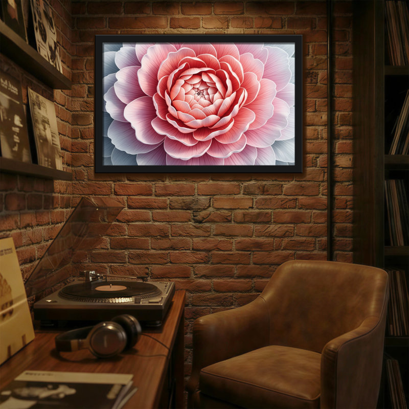 Plantes et fleurs, art floral rose sur toile, H 12 po x l 18 po