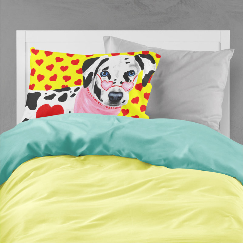  Taie d'oreiller avec cœurs et dalmatien