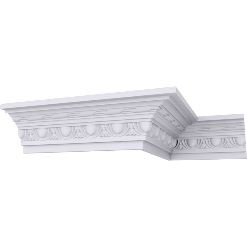 Endurathane Jackson Egg & Dart with Rope Crown Moulding, 3"H x 3"P x 4 1/4"F x 94 1/2"L, (1 7/8" Repeat), Factory Primed