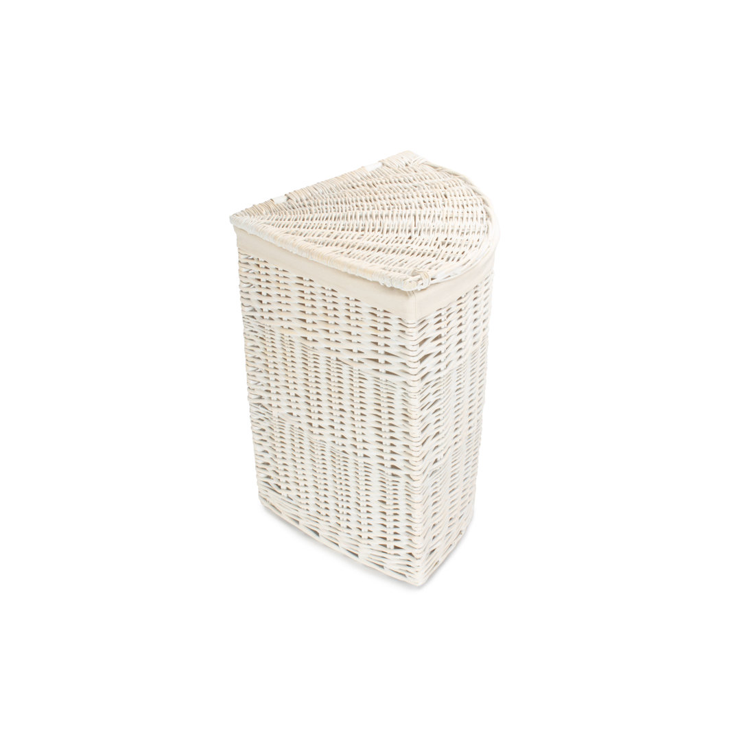 Wicker Lined Corner Laundry Bin Basket