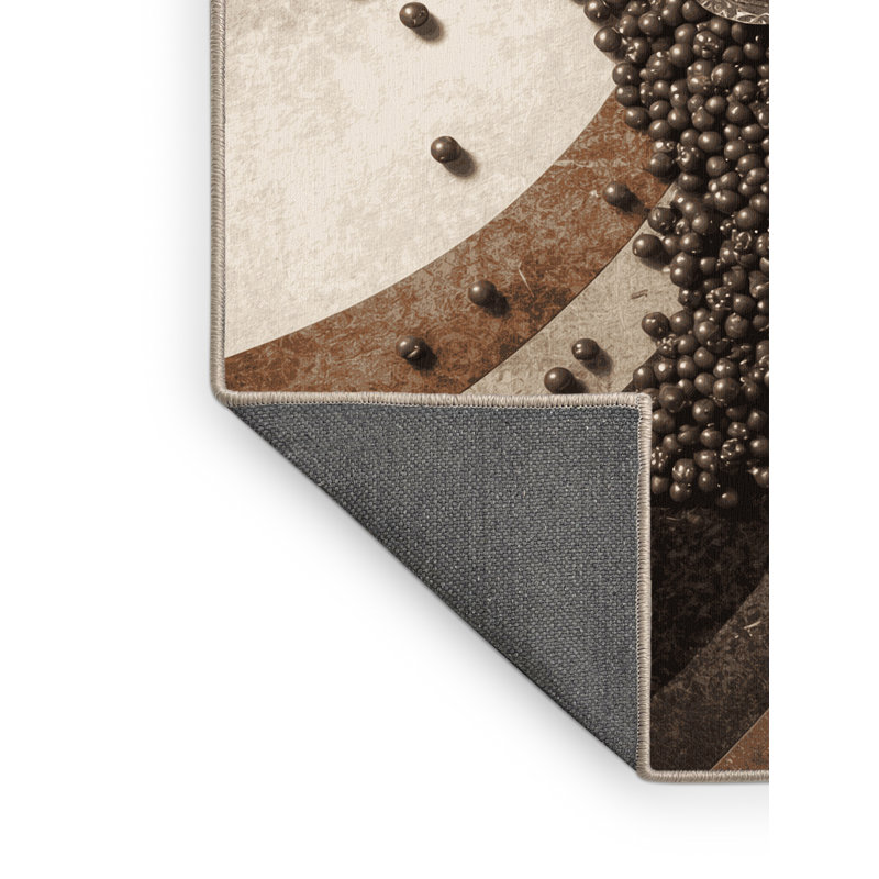 Soft Plush Nyack Caviar Bowl Posh & Luxe Area Rug in Beige – Beige Binding, 7x9