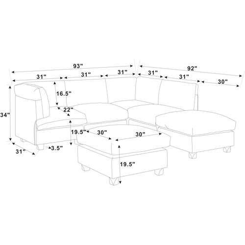 Wade Logan® Alaja 6 - Piece Upholstered Sectional & Reviews | Wayfair