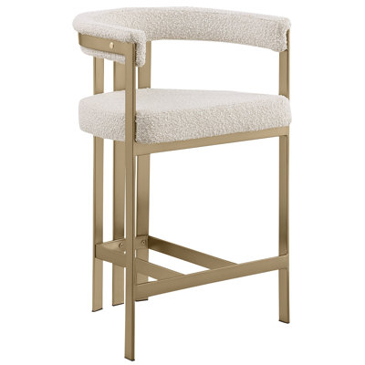 Counterheight & Barstool Boucle Fabric Chairs with Brushed Matte Chrome